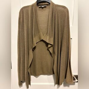 Ann Taylor Loft Open Cardigan Size Small Olive Brown